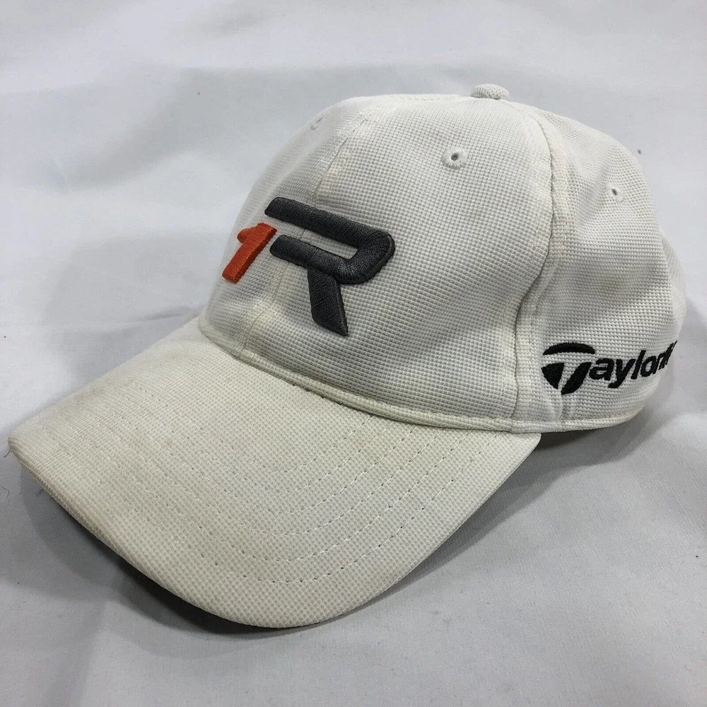 TaylorMade 1R Golf Hat White Embordered Baseball Cap Adjustable Polyester OSFM